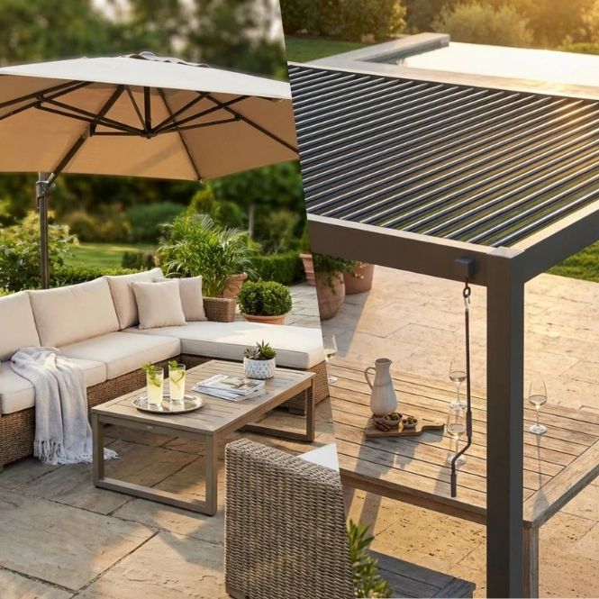 Outdoor: Ombra fatta bene in 3 scenari (ombrellone vs pergola bioclimatica)