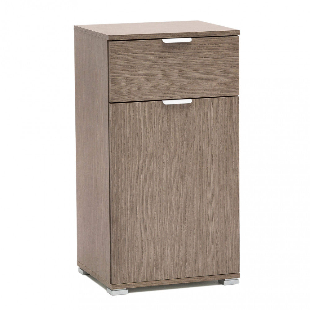 MOBILETTO LENA CON 1 ANTA E 1 CASSETTO ROVERE GRIGIO. Dimensioni: cm 45 x 38 x 85 h.