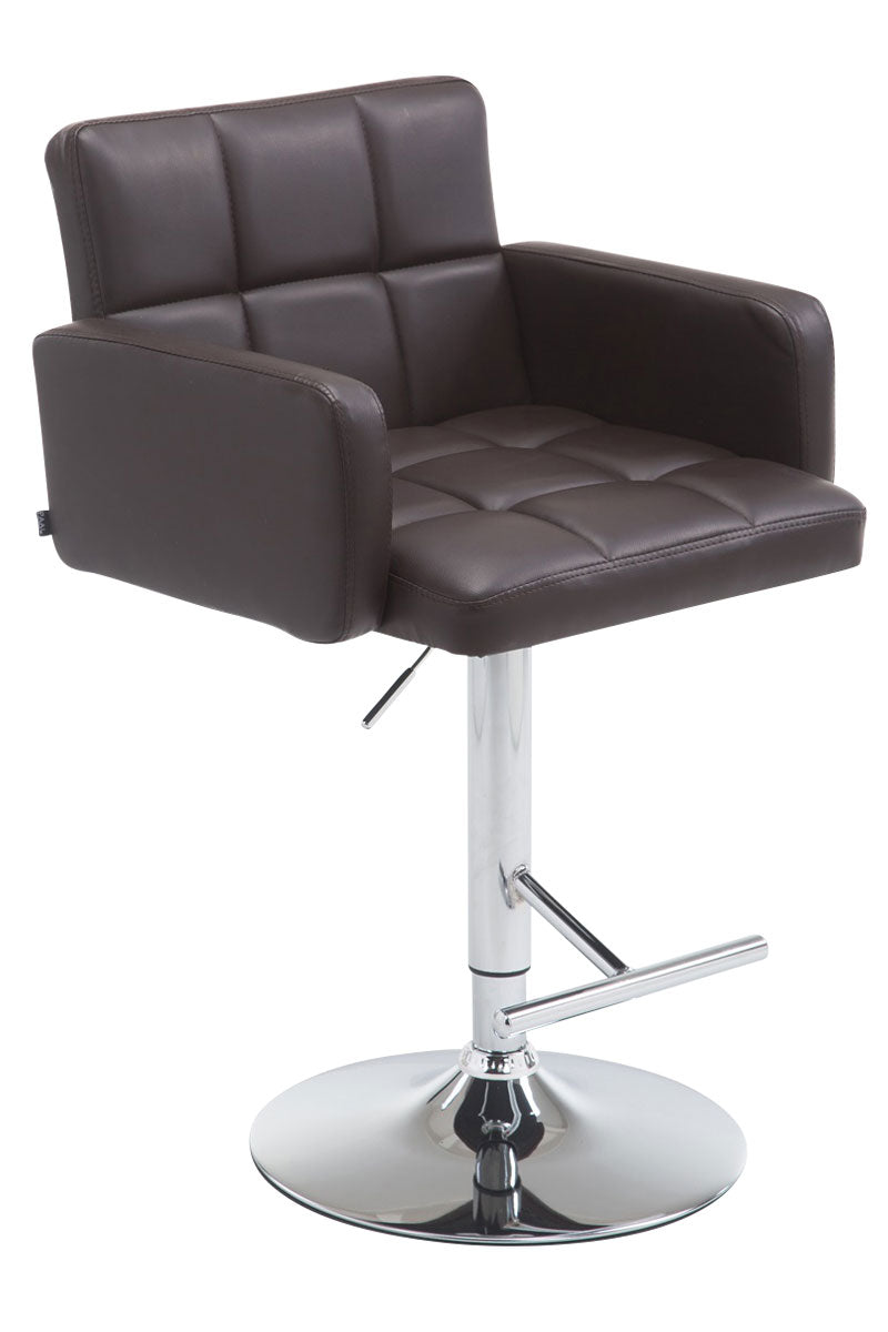 Sgabello San Bernardino in similpelle marrone,cromato