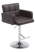 Sgabello San Bernardino in similpelle marrone,cromato