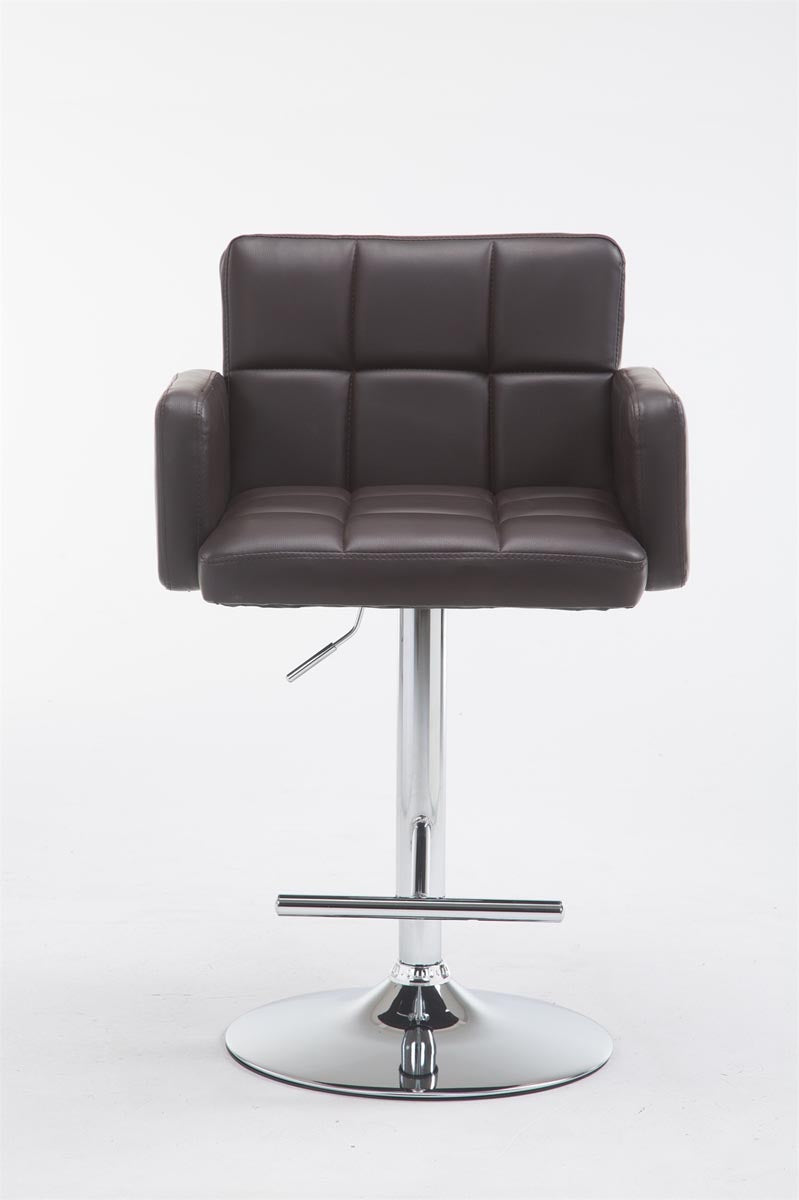 Sgabello San Bernardino in similpelle marrone,cromato