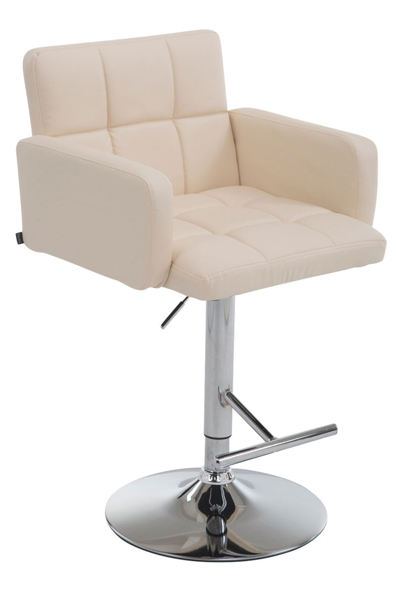 Sgabello San Bernardino in similpelle crema,cromato