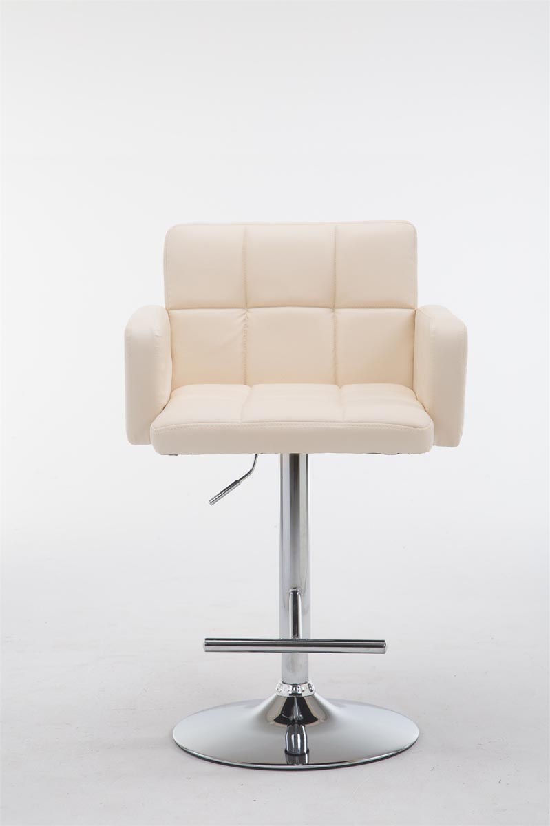 Sgabello San Bernardino in similpelle crema,cromato