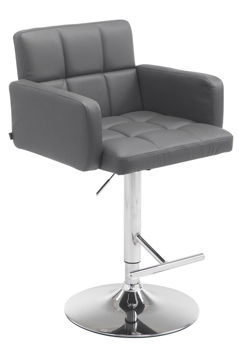 San Bernardino stool in gray faux leather, chromed