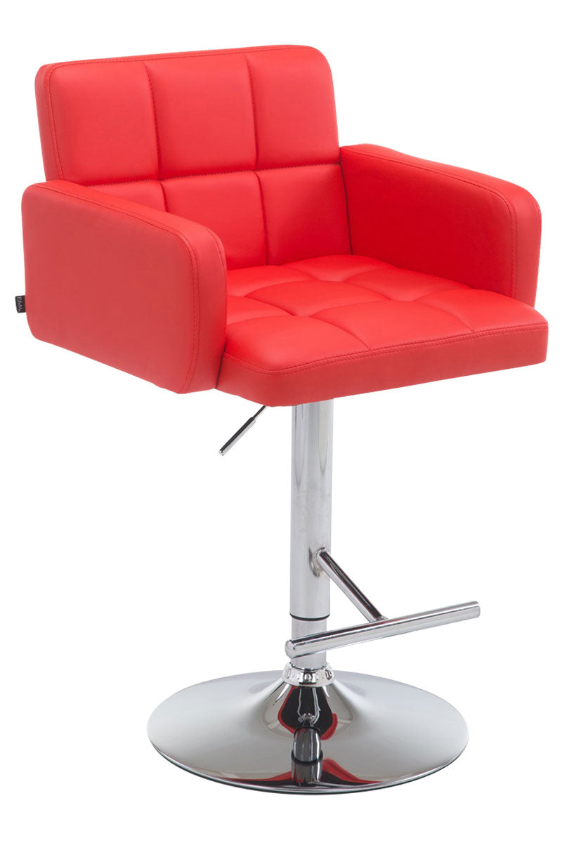 Sgabello San Bernardino in similpelle rosso,cromato