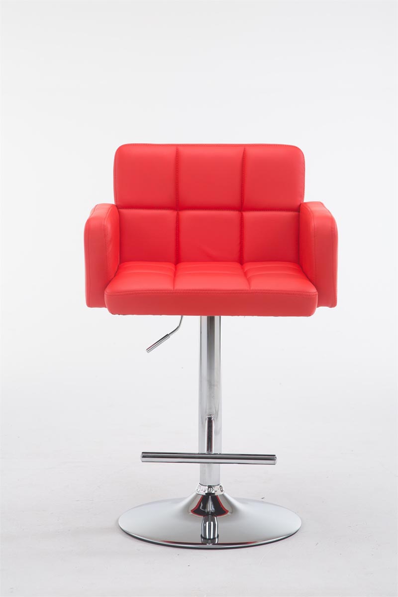Sgabello San Bernardino in similpelle rosso,cromato