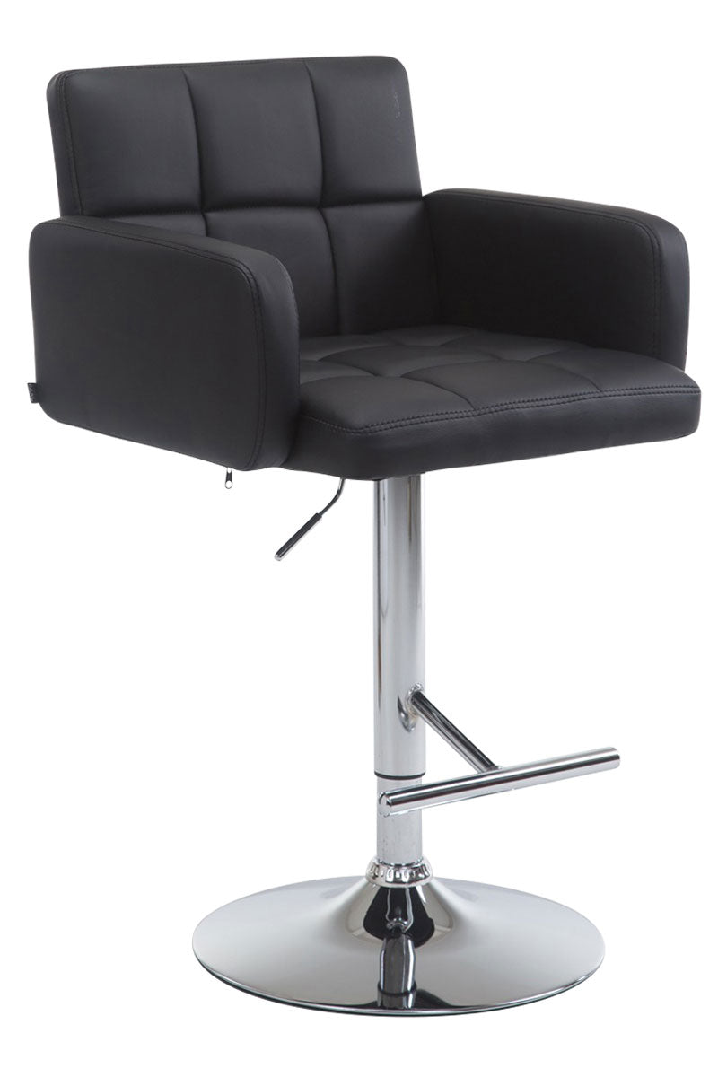 Sgabello San Bernardino in similpelle nero,cromato