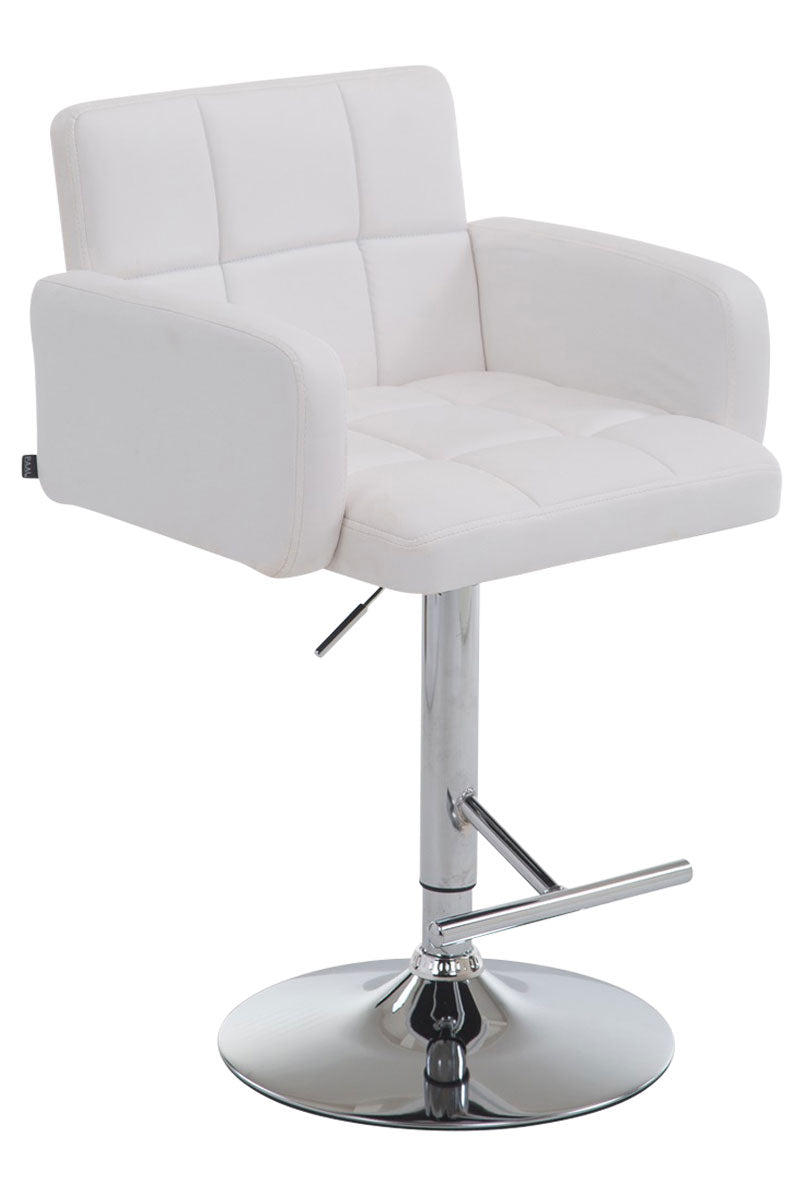 Sgabello San Bernardino in similpelle bianco,cromato