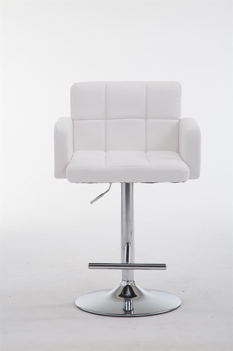 Sgabello San Bernardino in similpelle bianco,cromato