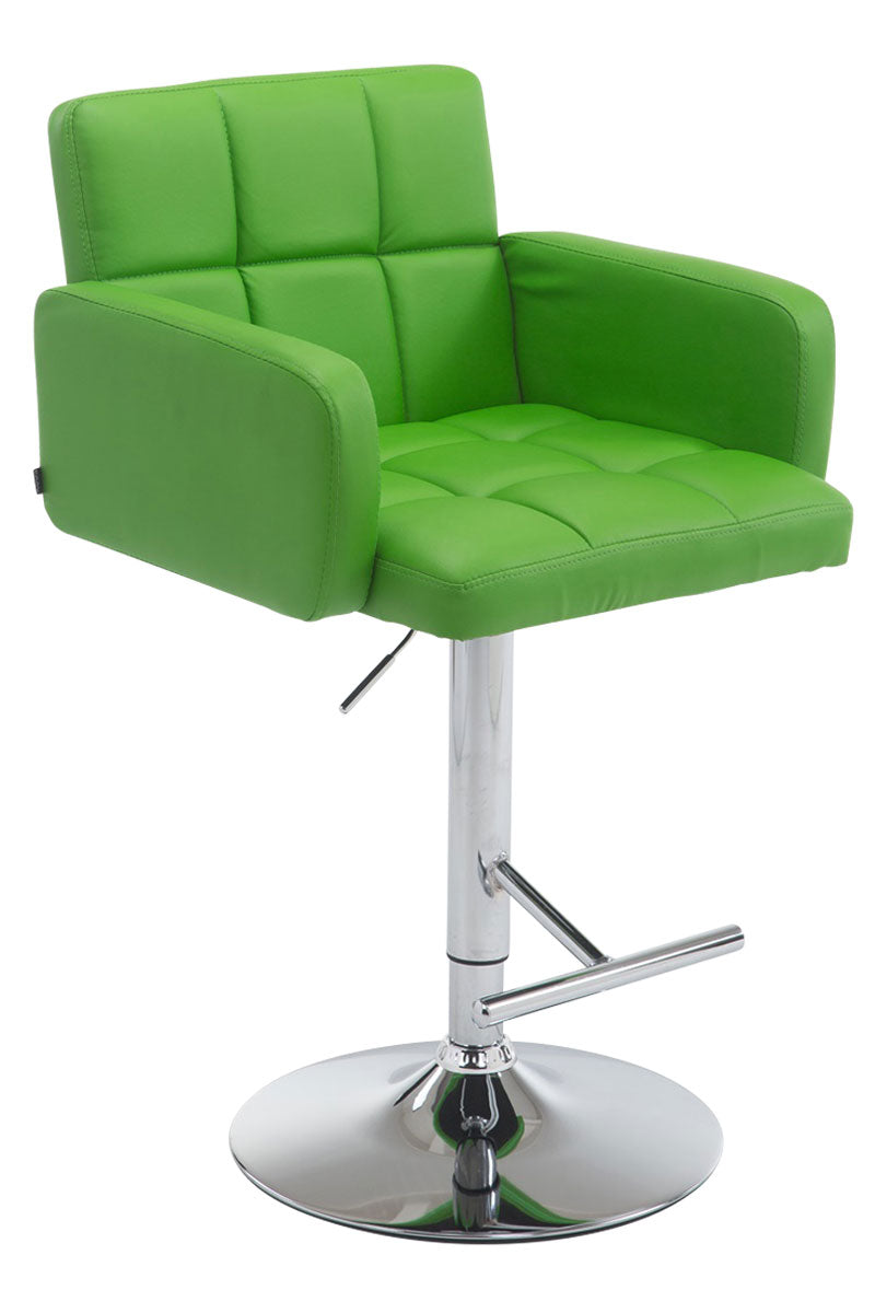 San Bernardino stool in green faux leather, chromed