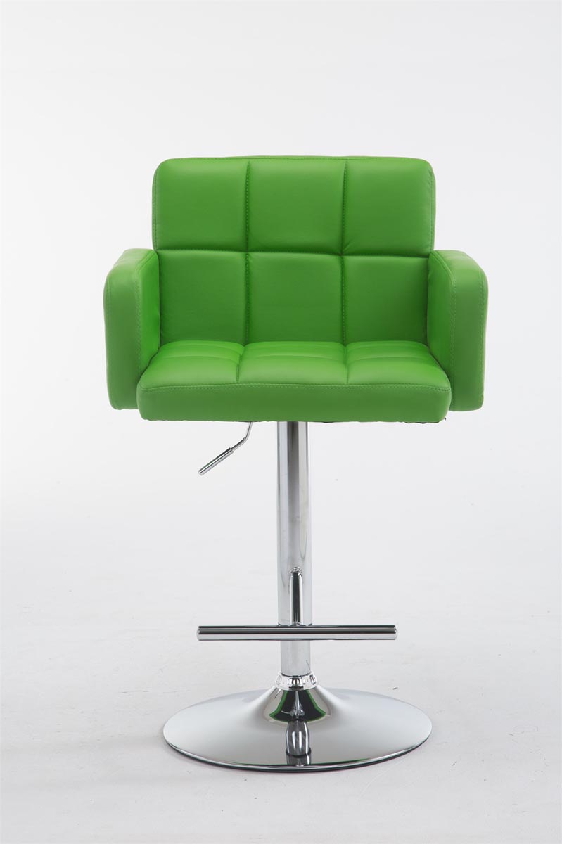 San Bernardino stool in green faux leather, chromed