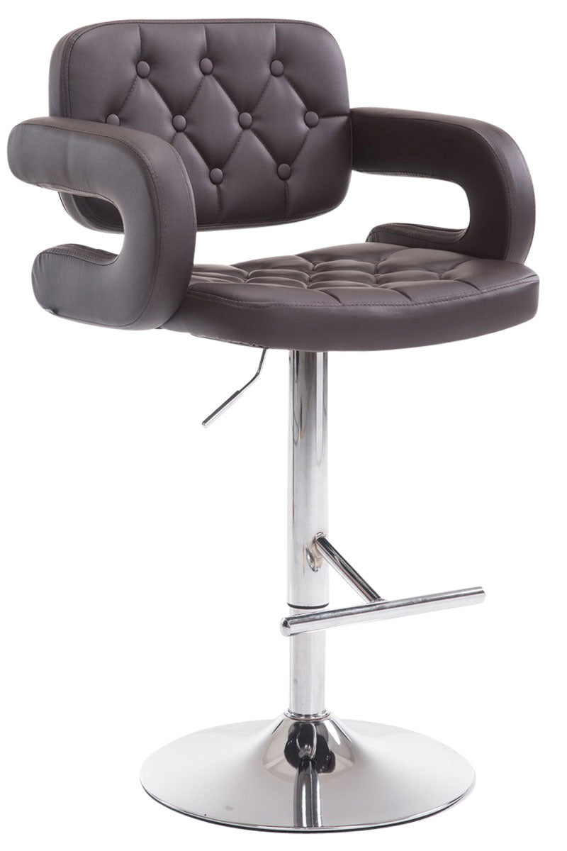Sgabello Catena di Bocche in similpelle marrone,cromato