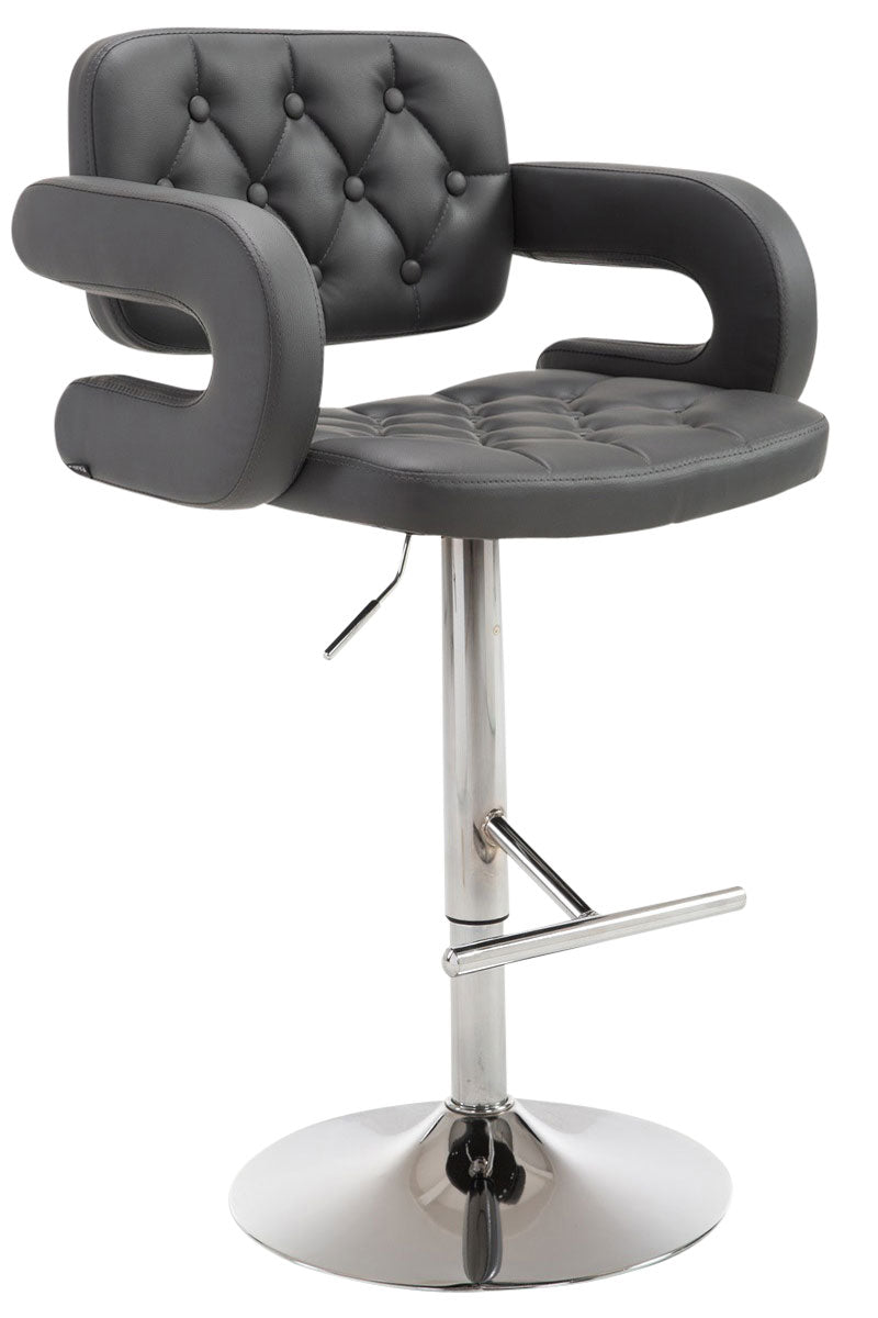 Catena di Bocche stool in grey faux leather, chromed