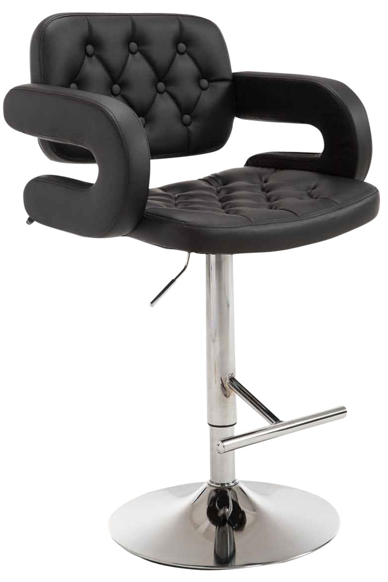 Sgabello Catena di Bocche in similpelle nero,cromato