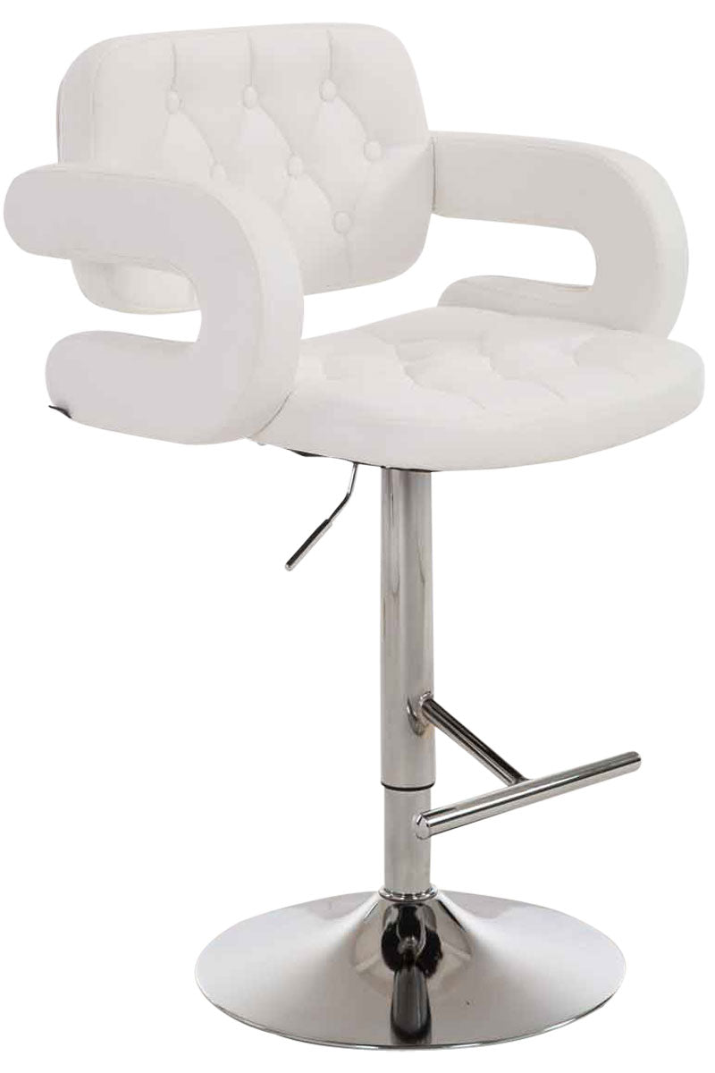 Catena di Bocche stool in white faux leather, chromed