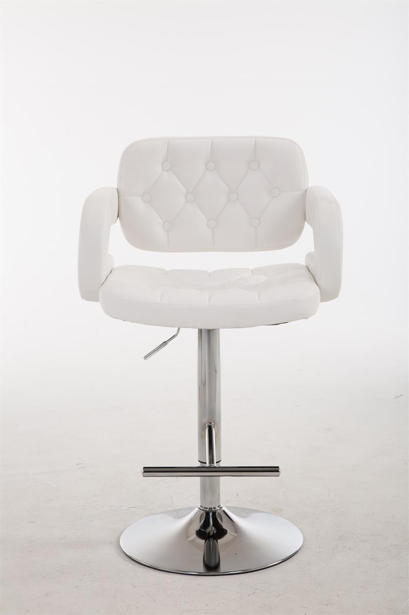Catena di Bocche stool in white faux leather, chromed