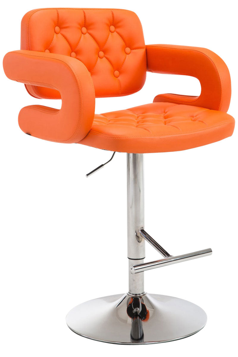Catena di Bocche stool in orange faux leather, chromed