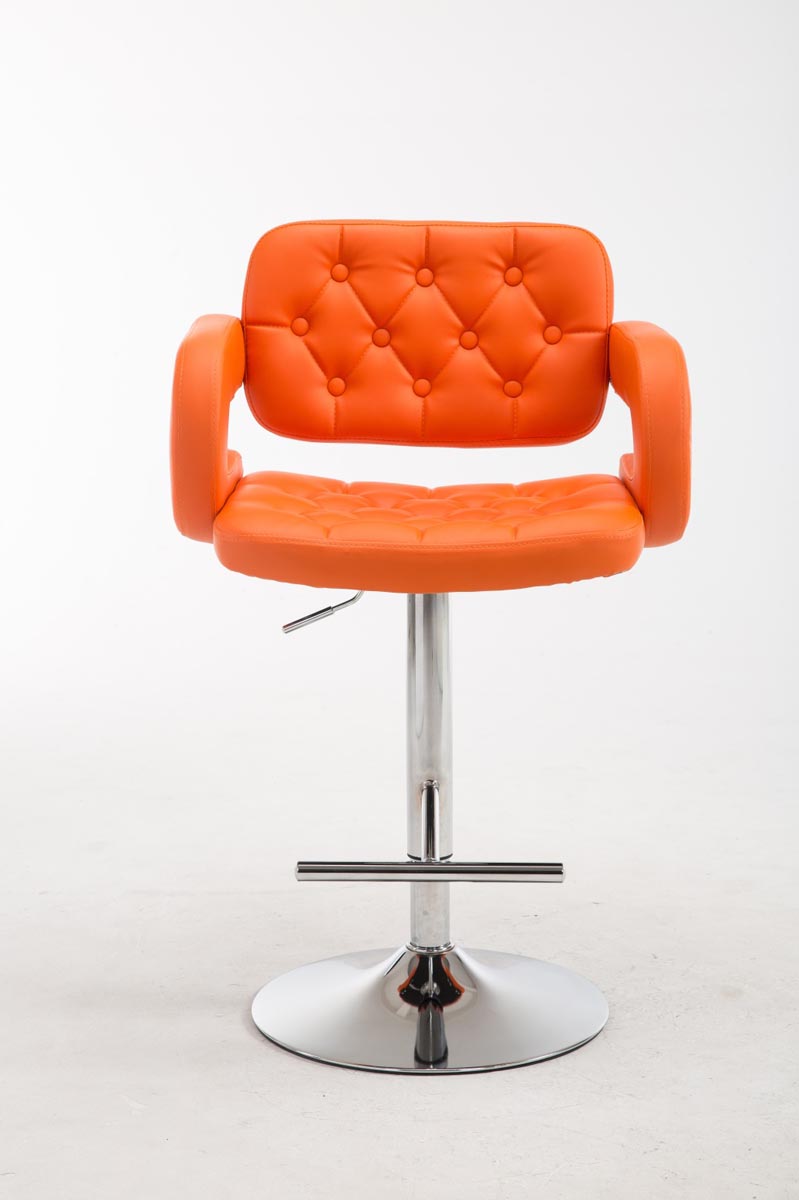 Catena di Bocche stool in orange faux leather, chromed
