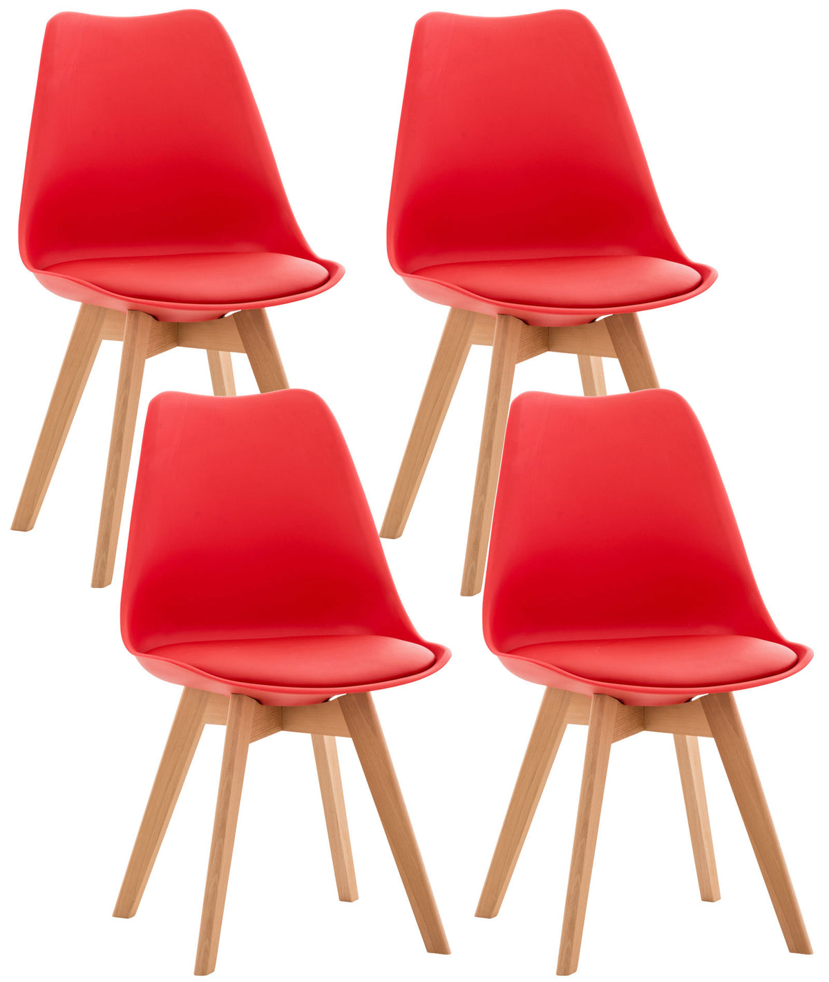 Set 4 Sedie Pranzo Misurina rosso,Lampadastoffa