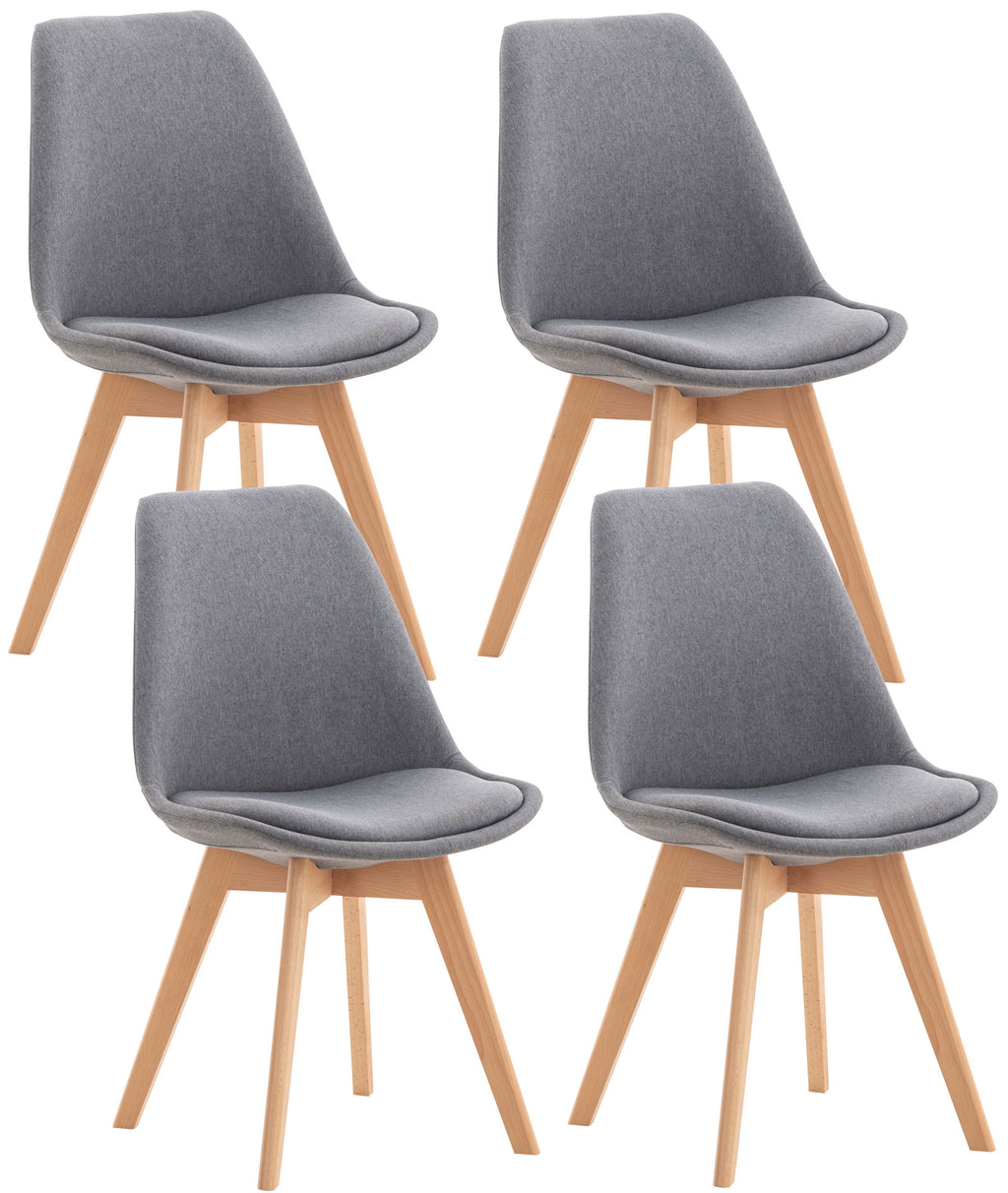 Set of 4 Misurina dining chairs, light grey, in fabric