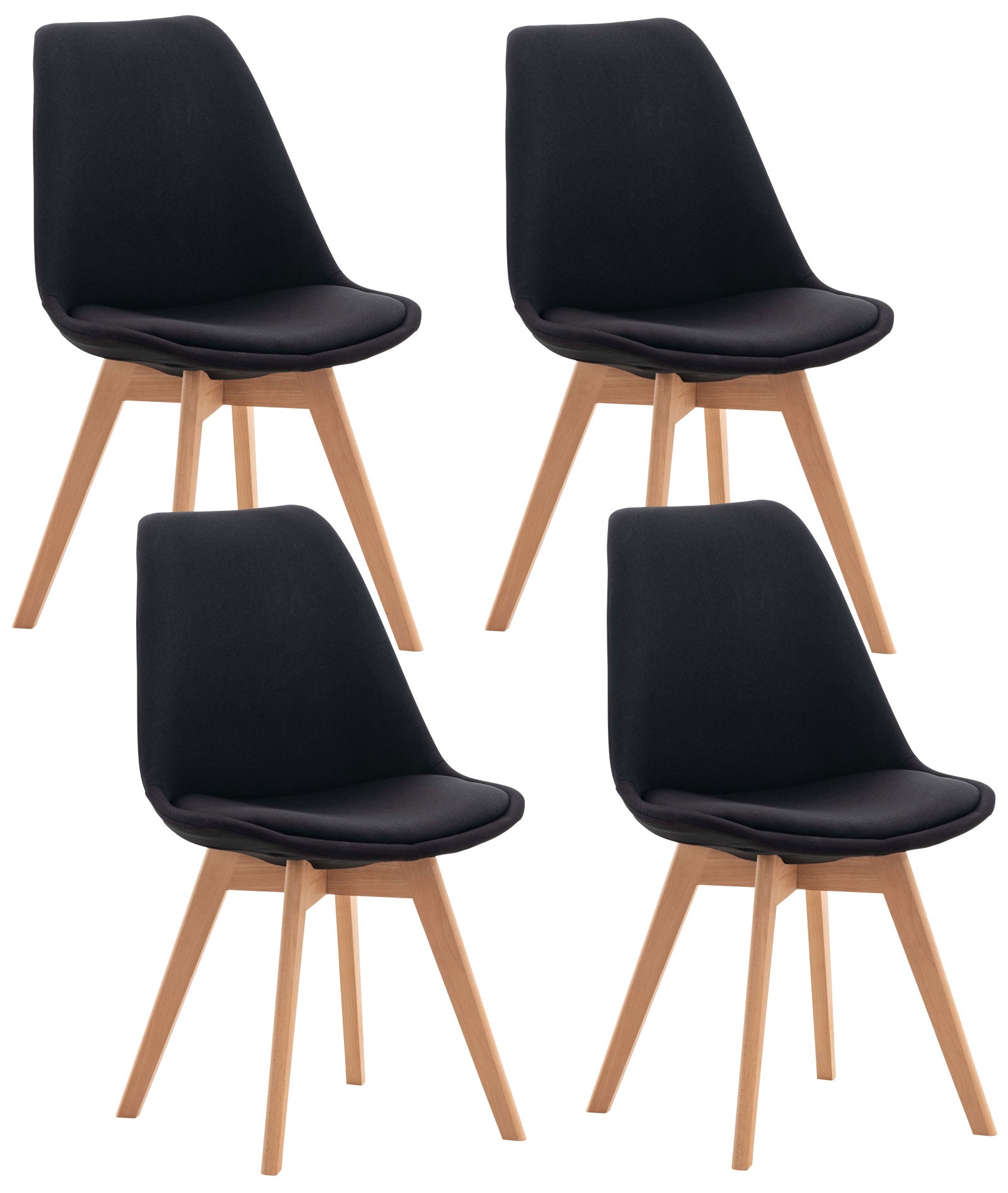 Set of 4 Misurina dining chairs in black fabric