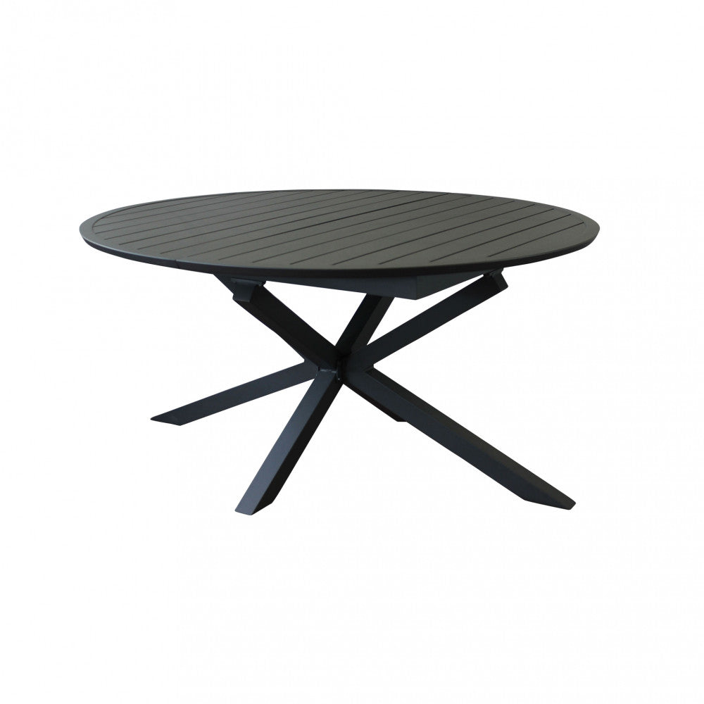 TAVOLO ROTONDO CAMELOT ALLUNGABILE 150/200 X 150. Struttura in alluminio verniciato BIANCO o ANTRACITE Dimensioni: cm ò 150/204 x 150 x 75 h. Arredo Giardino