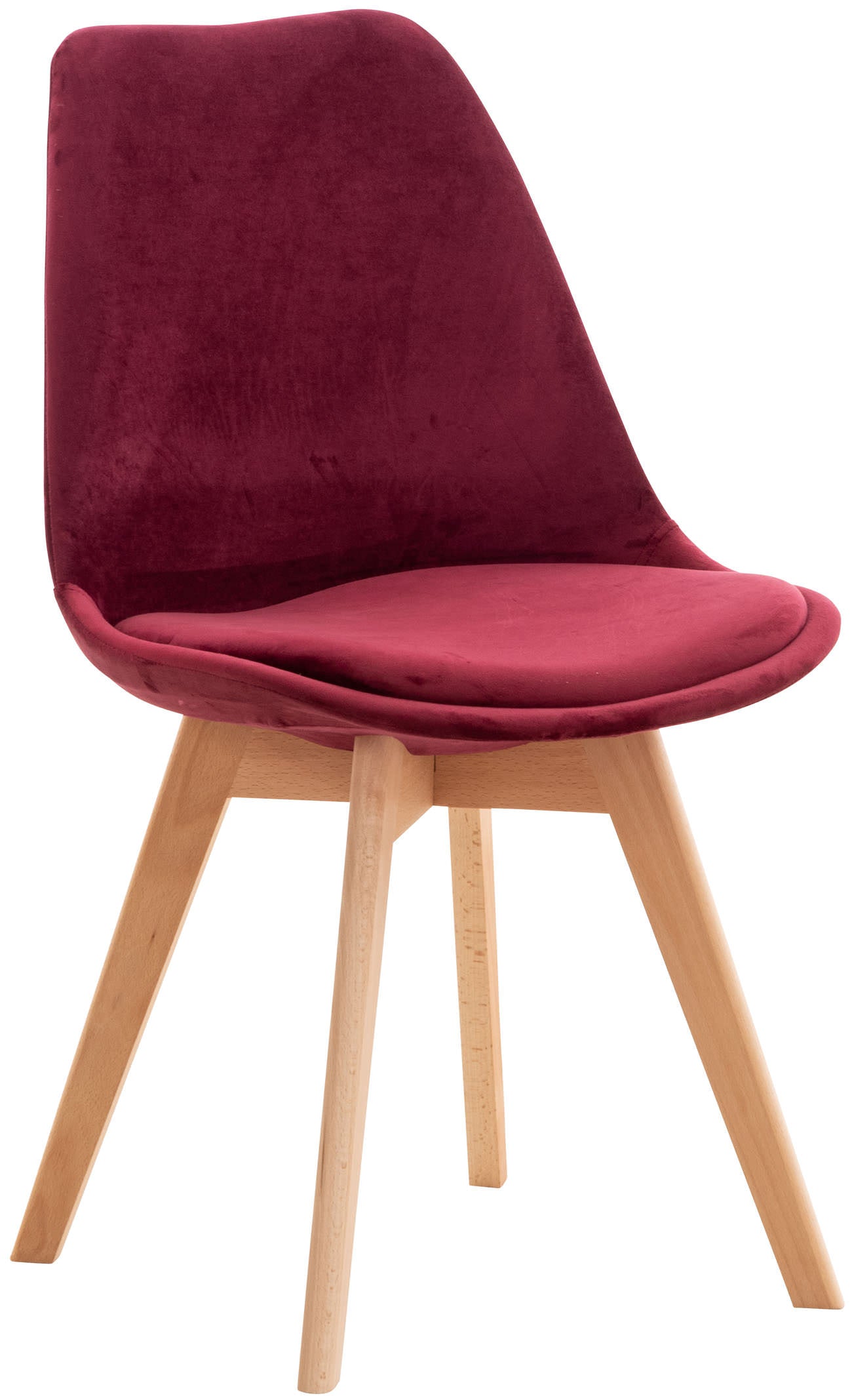 Sedia Pranzo Misurina rosso bordeaux, velluto