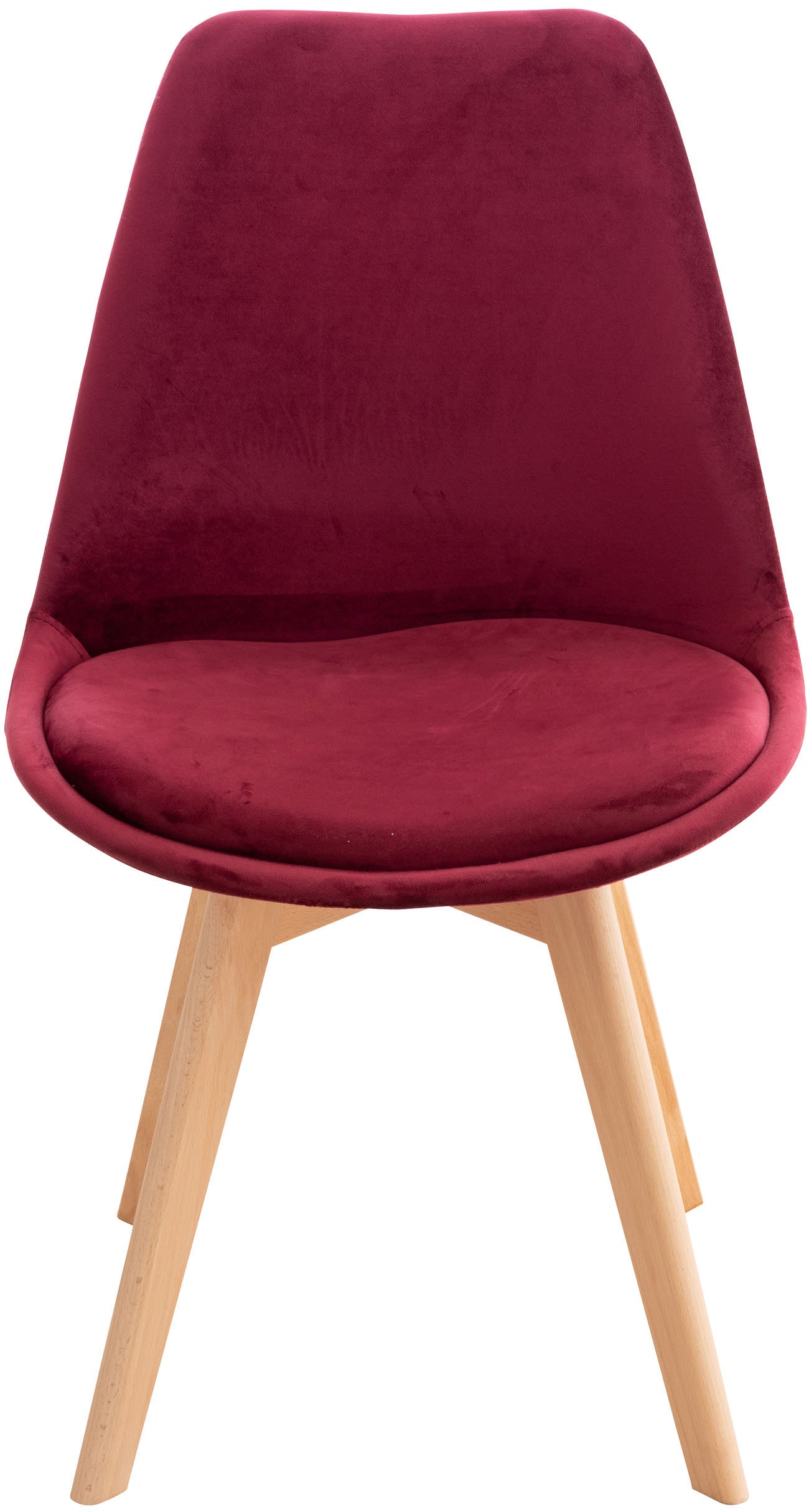 Sedia Pranzo Misurina rosso bordeaux, velluto
