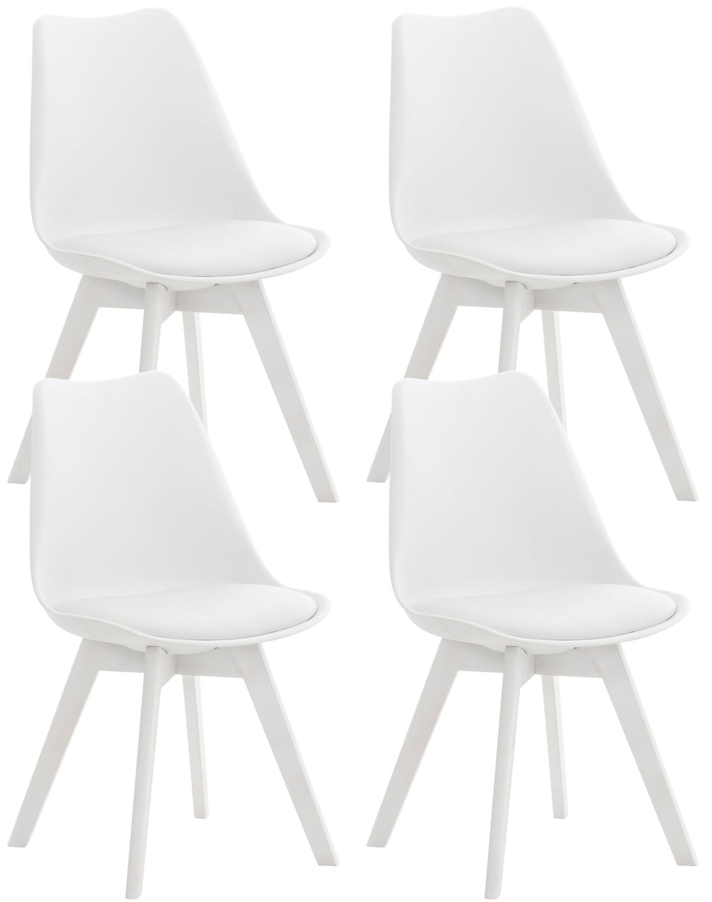 Set of 4 Misurina Dining Chairs, White/White, Fabric Lamp