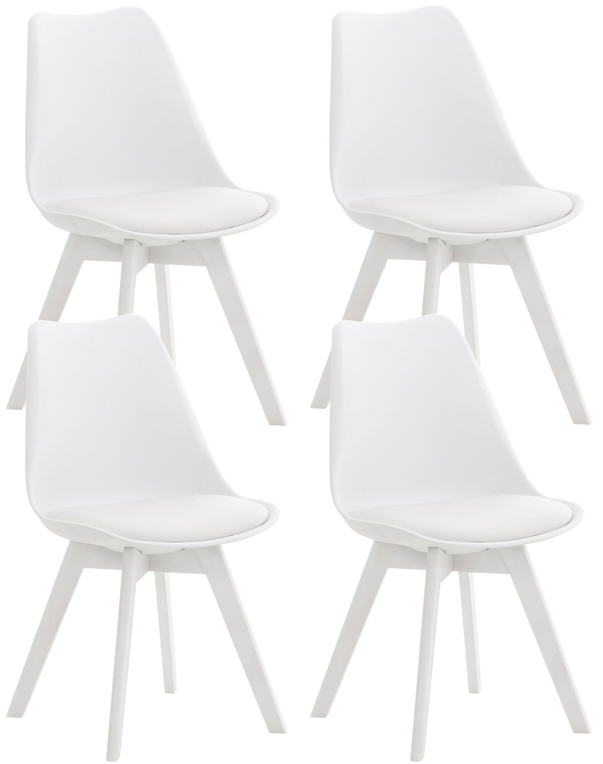 Set 4 Sedie Pranzo Misurina bianco/bianco,Lampadastoffa