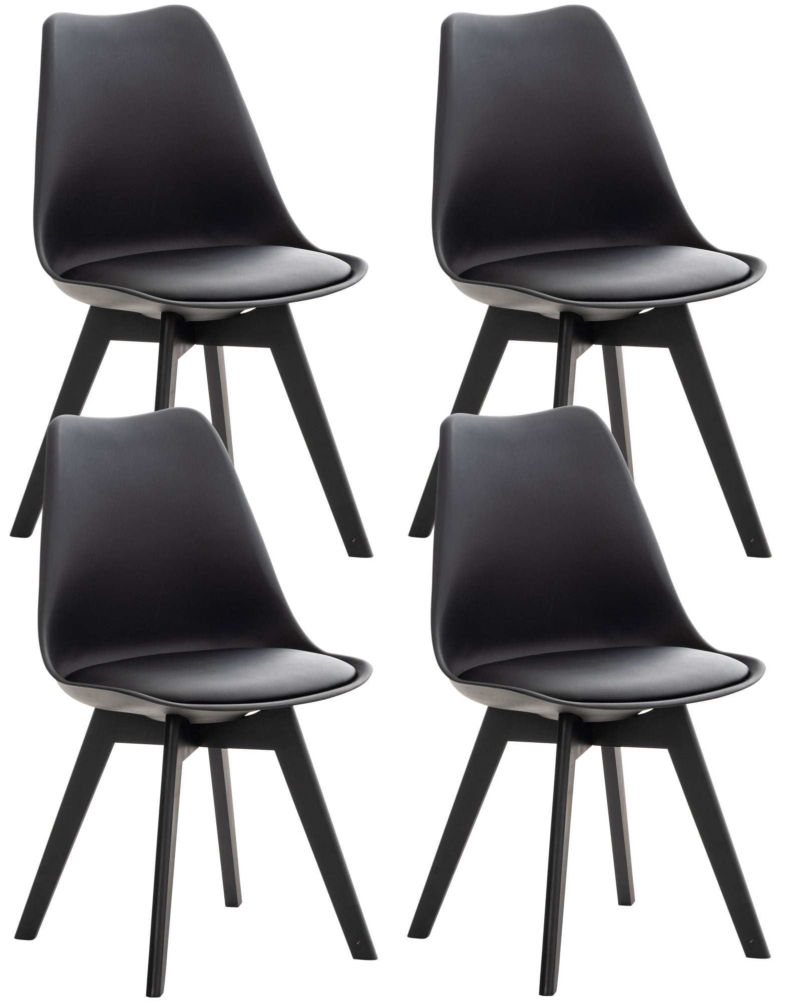 Set 4 Sedie Pranzo Misurina nero/nero,Lampadastoffa