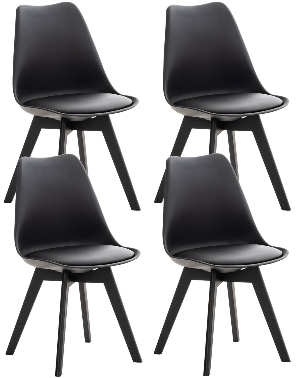 Set 4 Sedie Pranzo Misurina nero/nero,Lampadastoffa