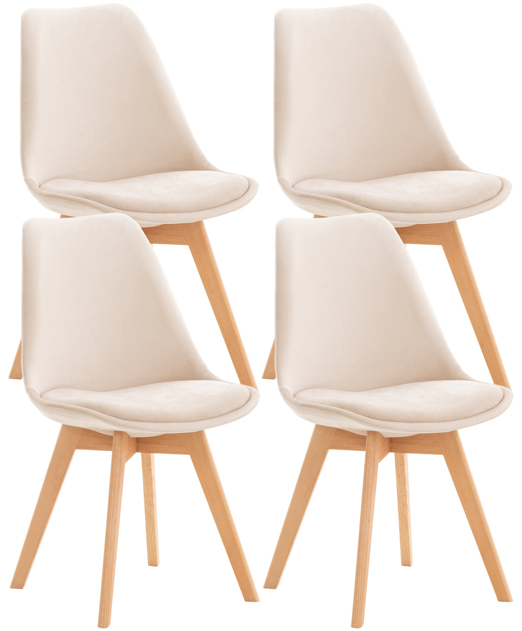 Set of 4 Misurina Dining Chairs, beige, velvet
