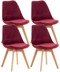 Set 4 Sedie Pranzo Misurina rosso bordeaux, velluto