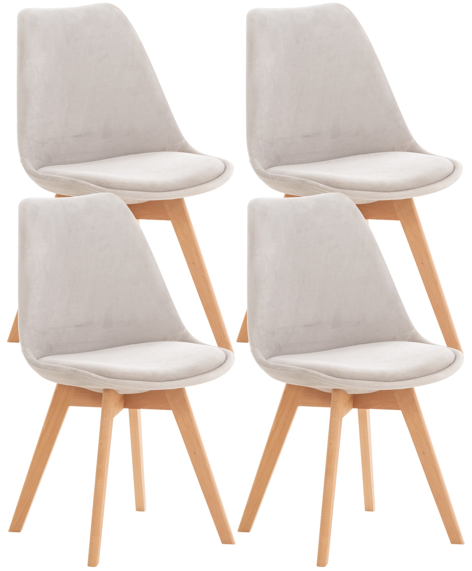 Set 4 Sedie Pranzo Misurina grigio chiaro, velluto