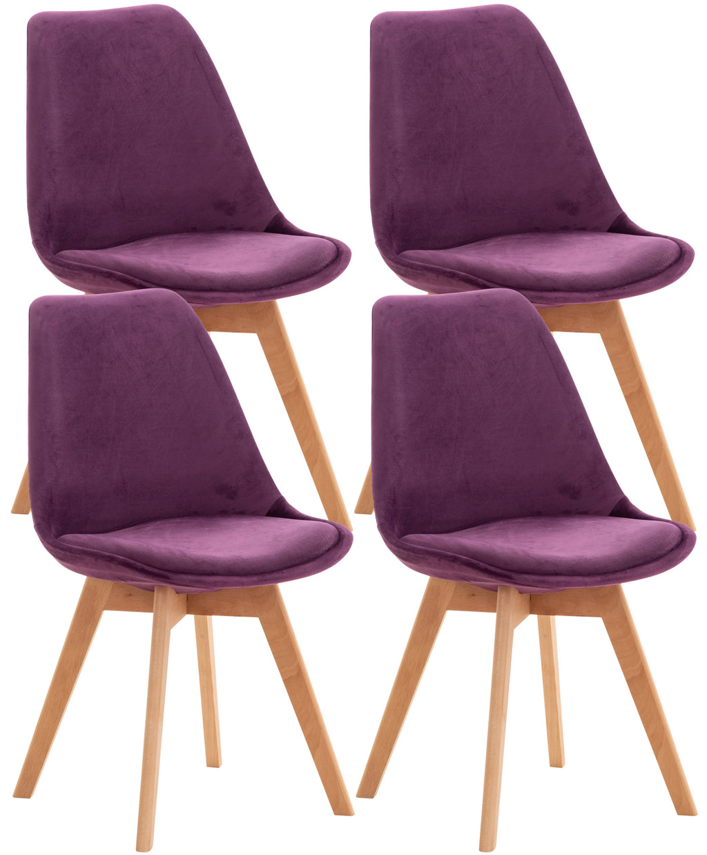 Set 4 Sedie Pranzo Misurina viola, velluto