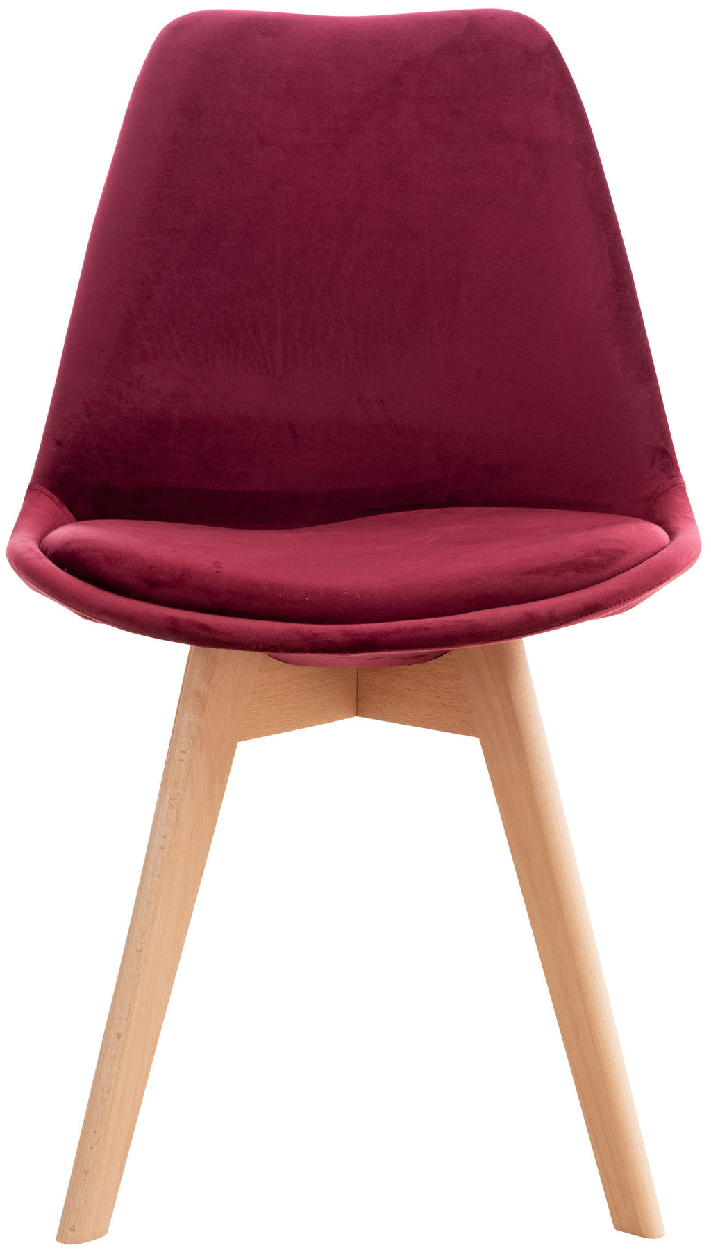 Set 4 Sedie Pranzo Misurina rosso bordeaux, velluto