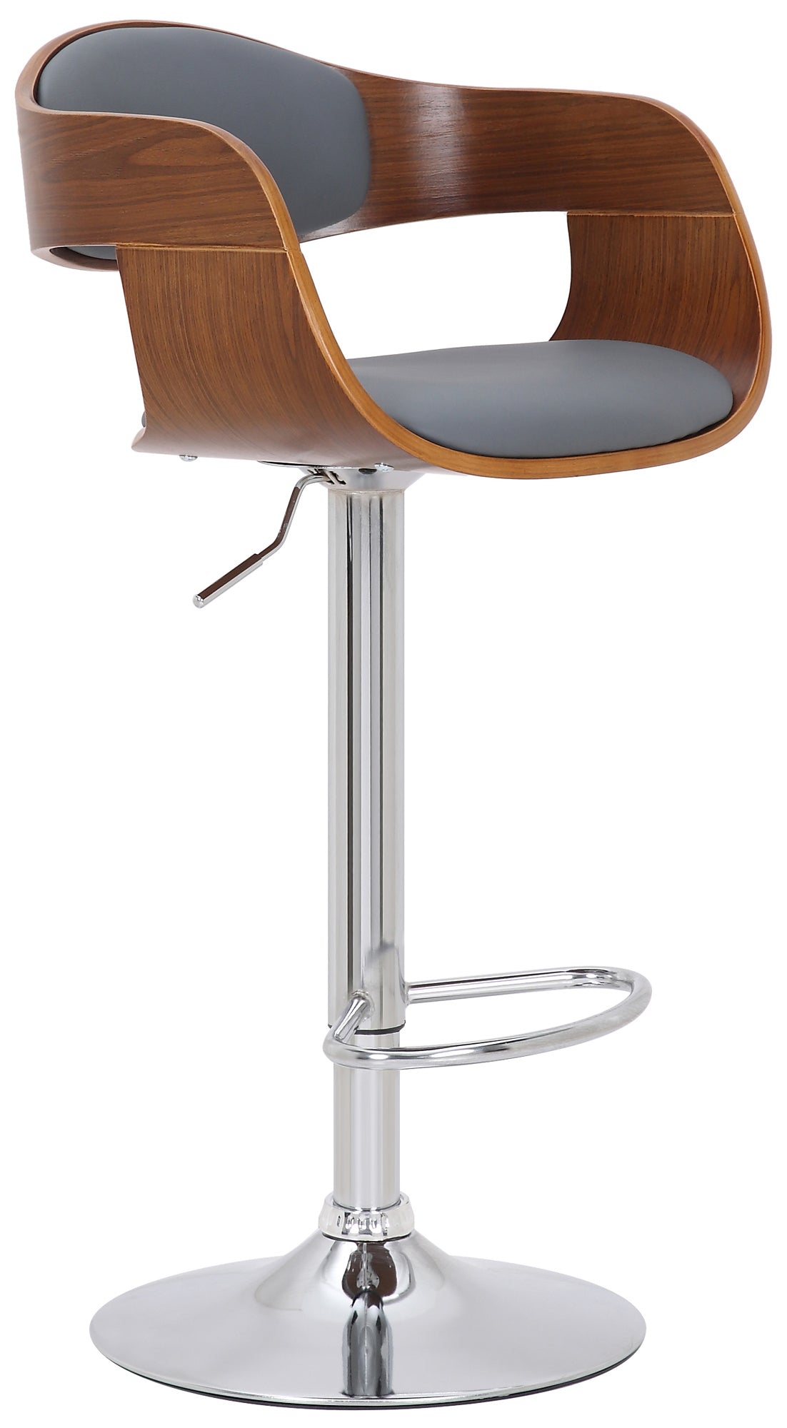 Arabba stool in walnut/grey faux leather
