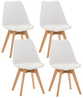 Set of 4 Misurina Dining Chairs in White, Fabric Lamp