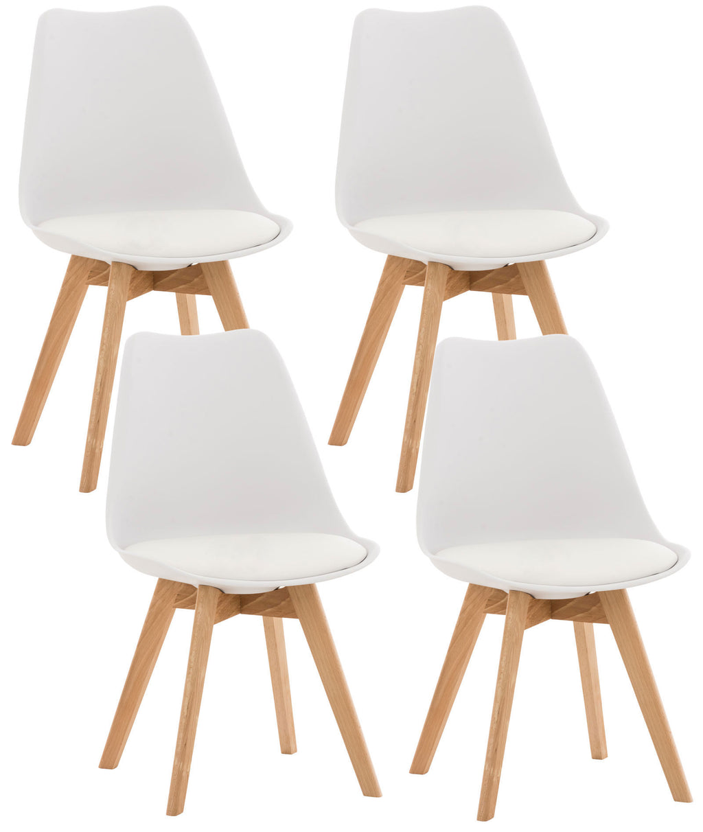 Set of 4 Misurina Dining Chairs in White, Fabric Lamp