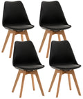 Set of 4 Misurina Black Dining Chairs, Fabric Lamp