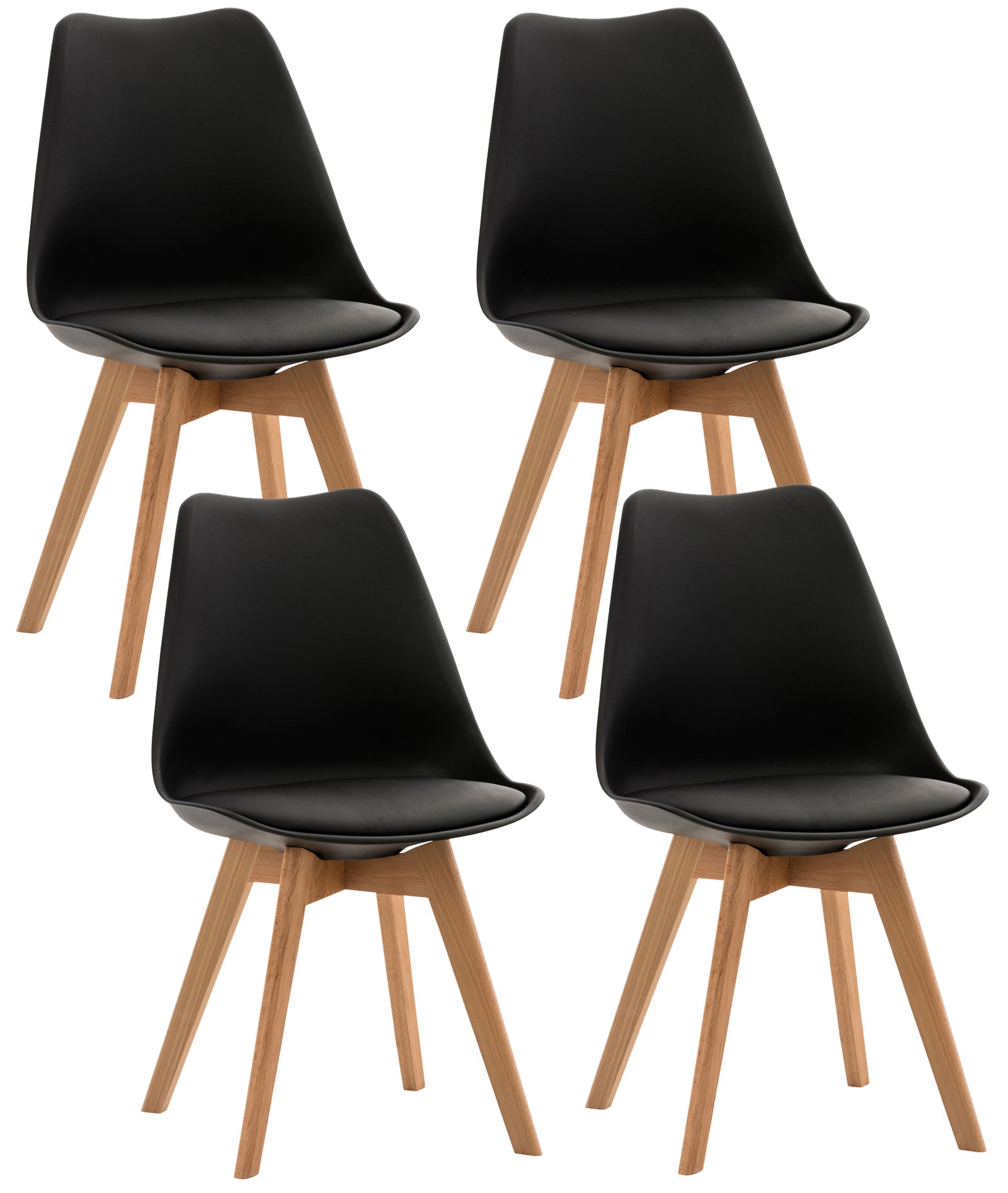 Set of 4 Misurina Black Dining Chairs, Fabric Lamp