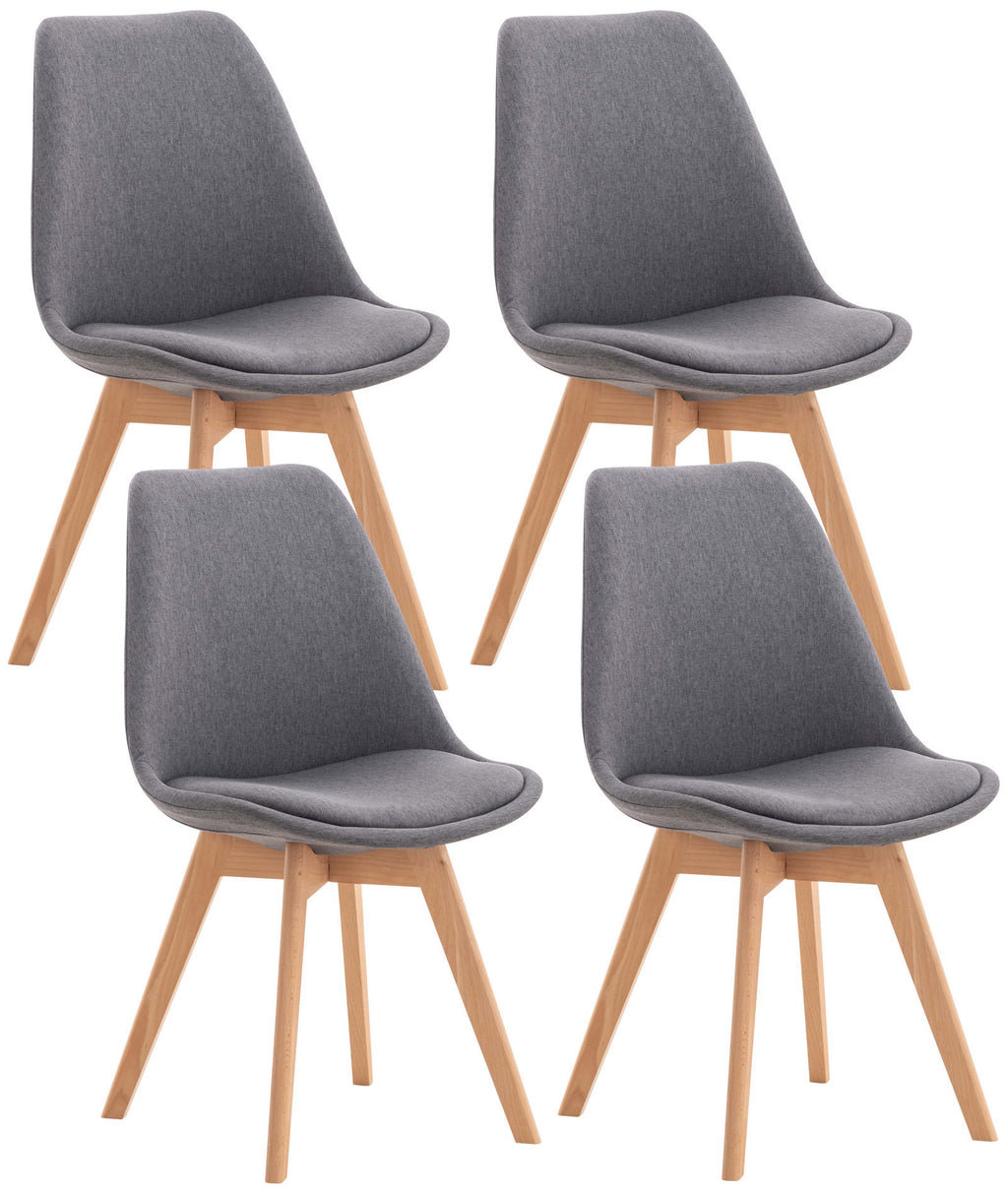 Set of 4 Misurina dining chairs, grey, in fabric