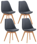 Set of 4 Misurina dining chairs, dark grey, in fabric