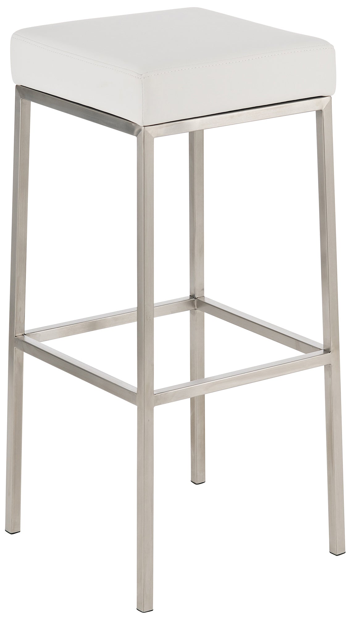 Mezzarolo 85 stool in faux leather and stainless steel, white