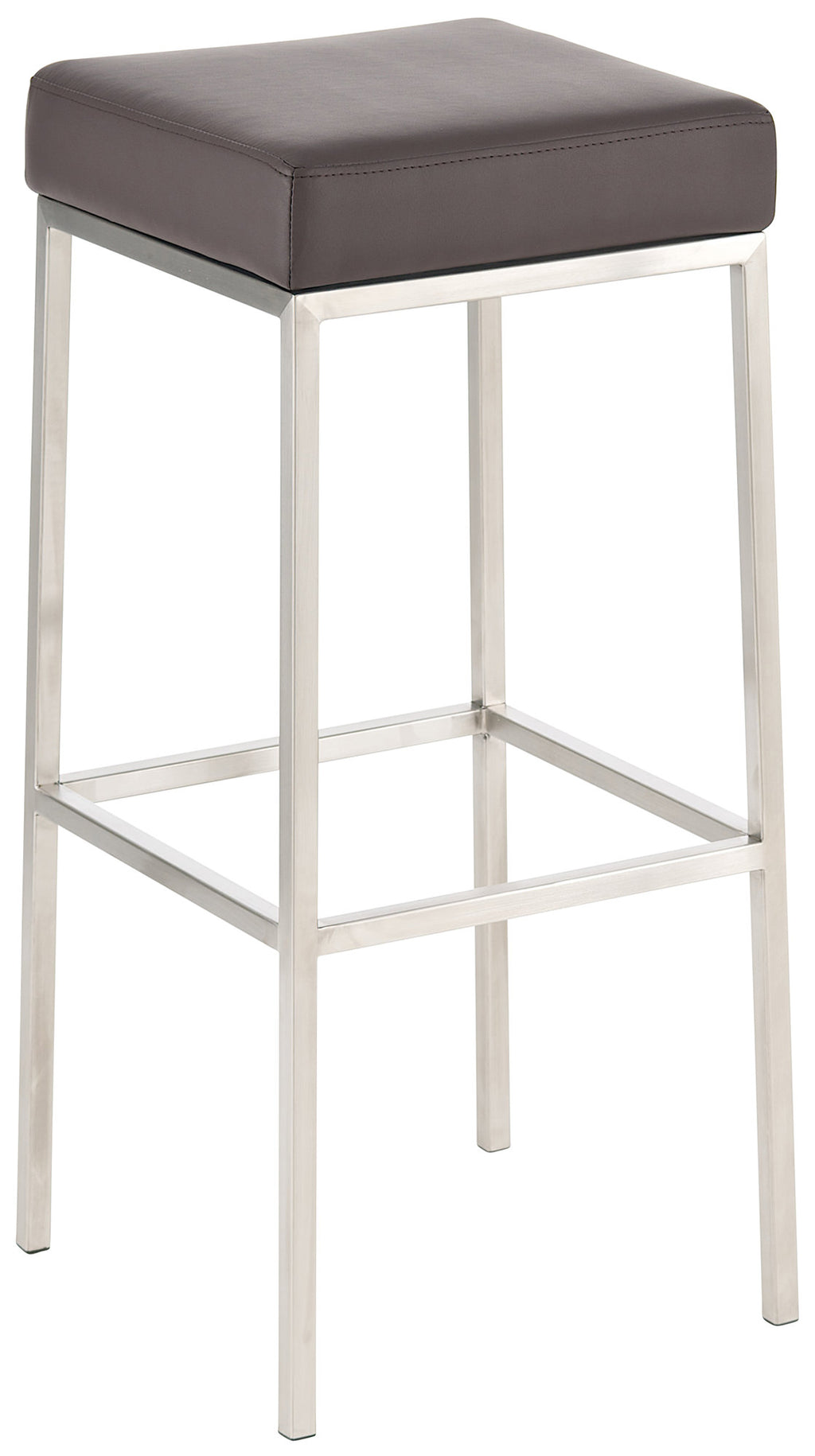 Mezzarolo 85 stool in faux leather and stainless steel, brown