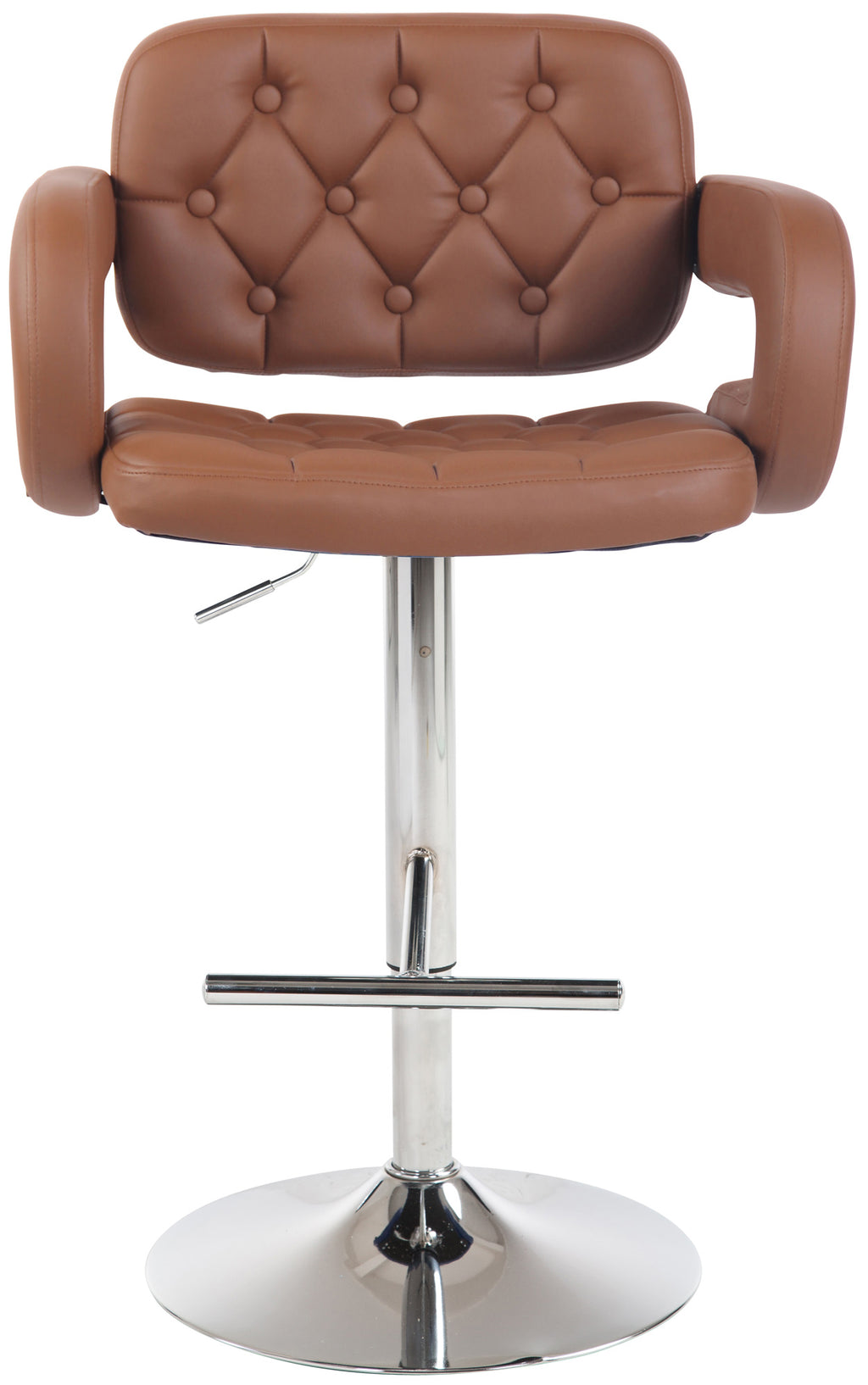 Catena di Bocche stool in cognac imitation leather, chromed