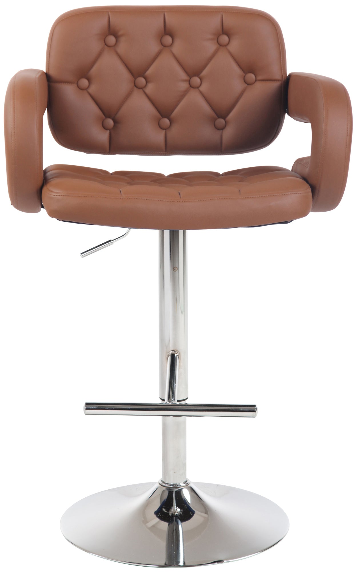Catena di Bocche stool in cognac imitation leather, chromed