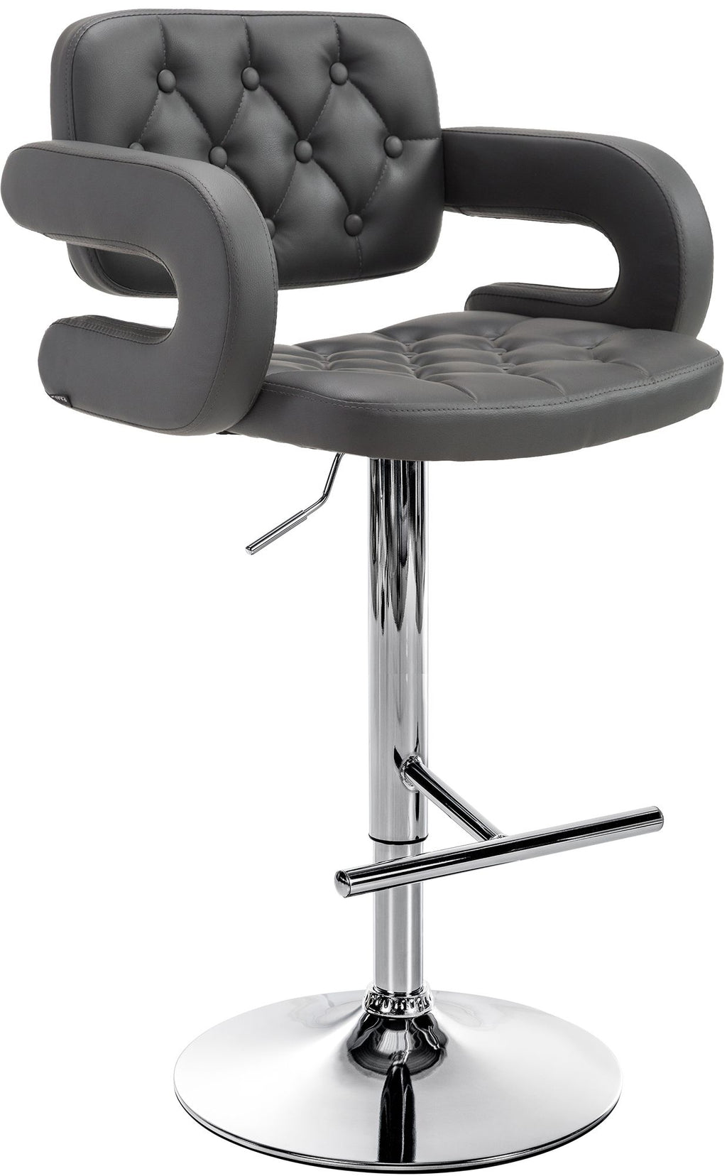 Catena di Bocche stool in grey faux leather, chromed