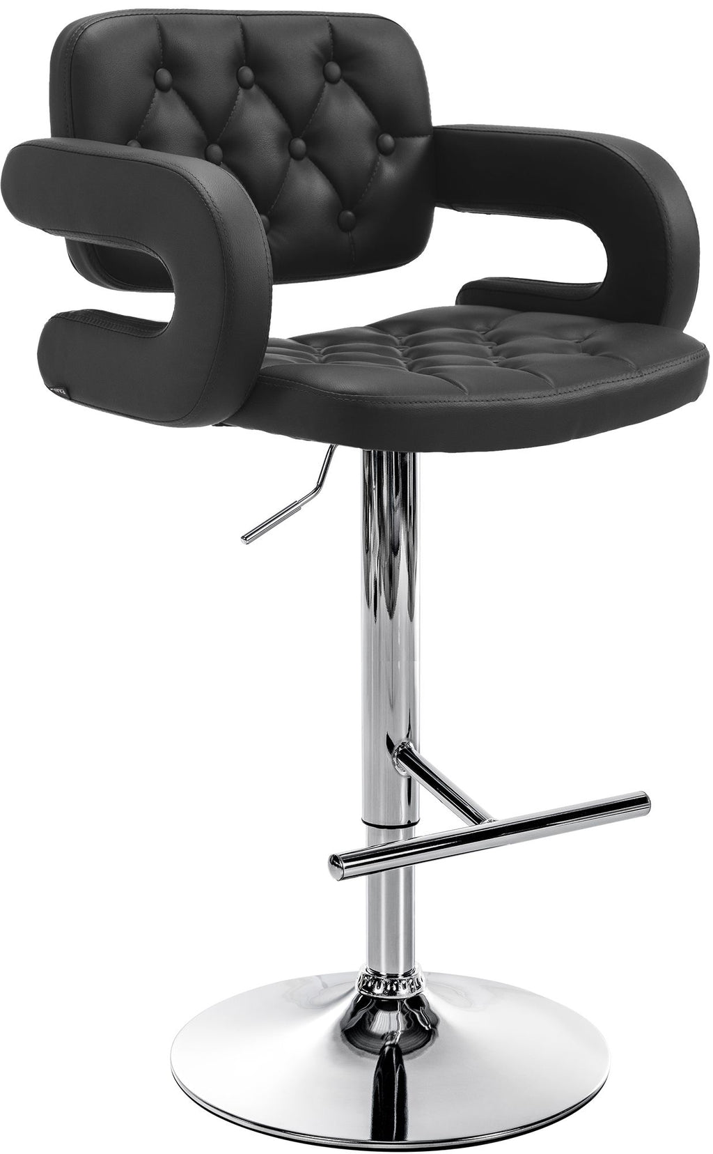 Sgabello Catena di Bocche in similpelle nero,cromato